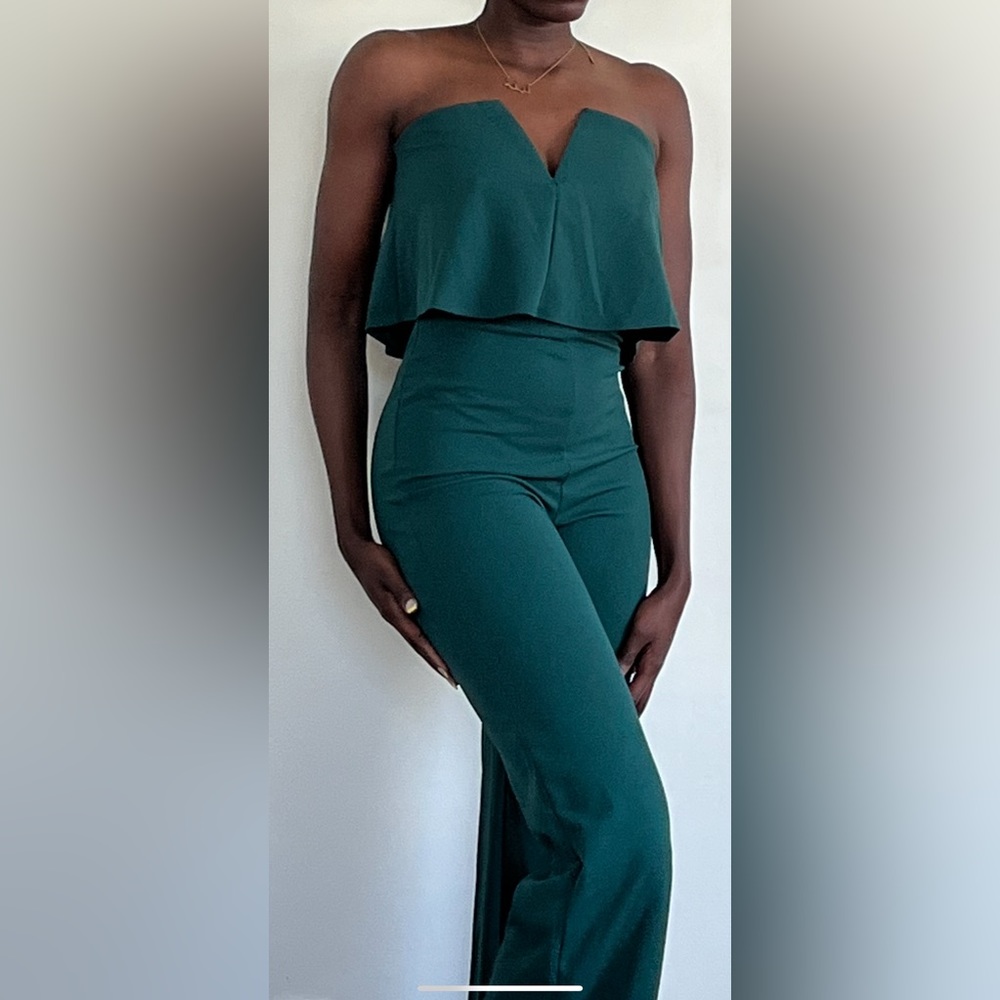Lulus Emerald green jumpsuit.